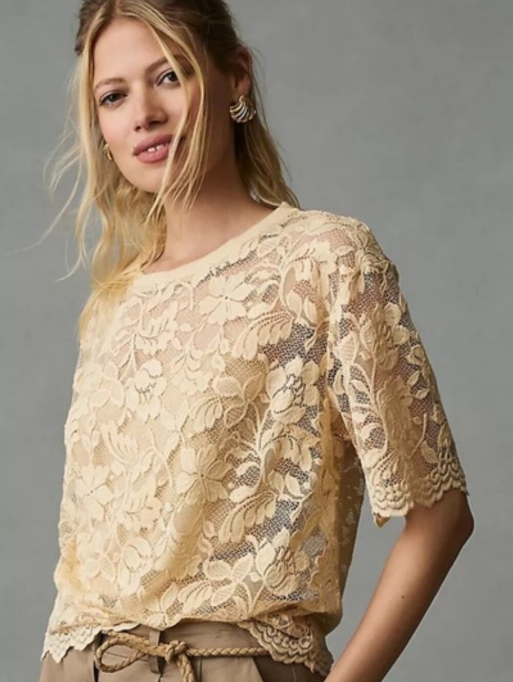 Dolan Left Coast Collection Lace Short-Sleeve Top